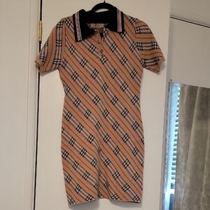 Burberry Tan Plaid Polo Dress